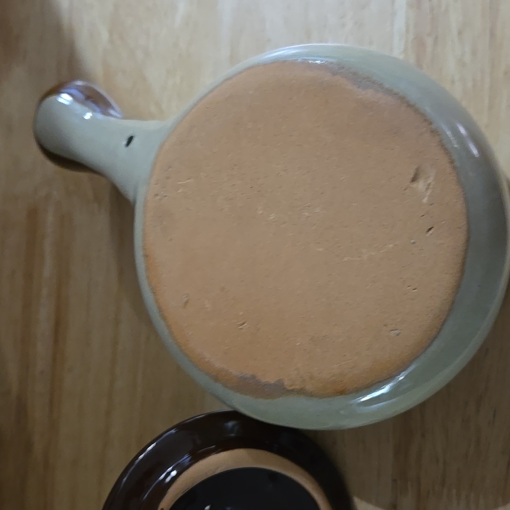 Antique Brown and Cream Ceramic Soup Bowl with Handle - Picture 9 of 9